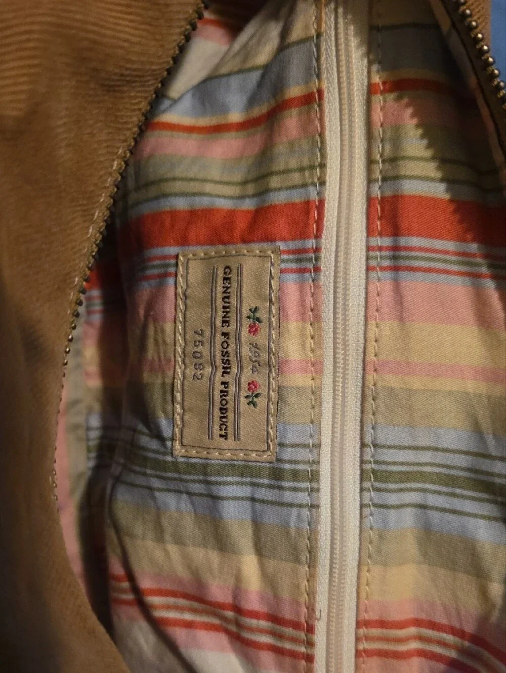 Fossil Tan Canvas Messenger Crossbody Bag